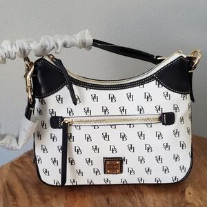 NEW Dooney & Bourke Gretta Hobo Shoulder Bag White & Black